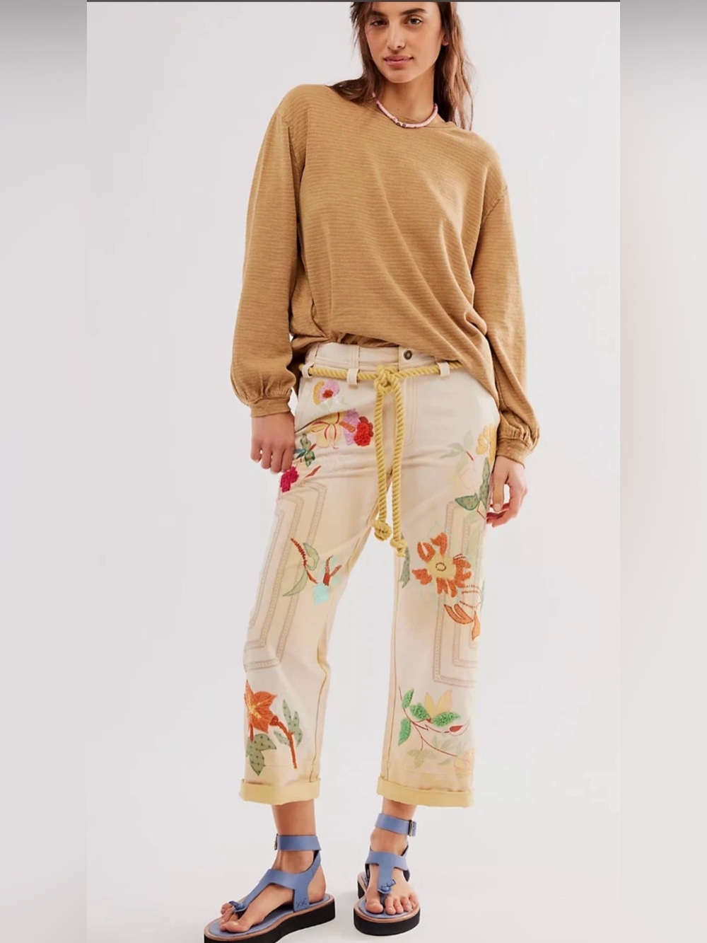 NWT Free People We The Free Electric Sands Embroidered Pants